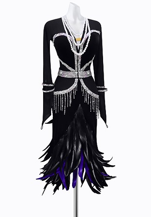 Elegant Feather Latin Dress AML3347