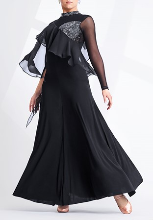 Elegant Oblique Frill Draped Dance Dress PCED21127
