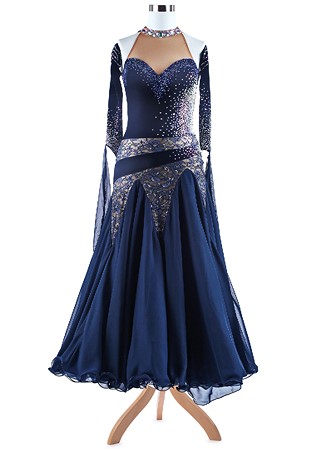  Elegant Sweetheart Lace Inset Ballroom Competition Dress A5321
