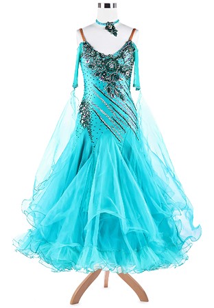 Embroidered Floral Brilliance Ballroom Dance Competition Dress A5272