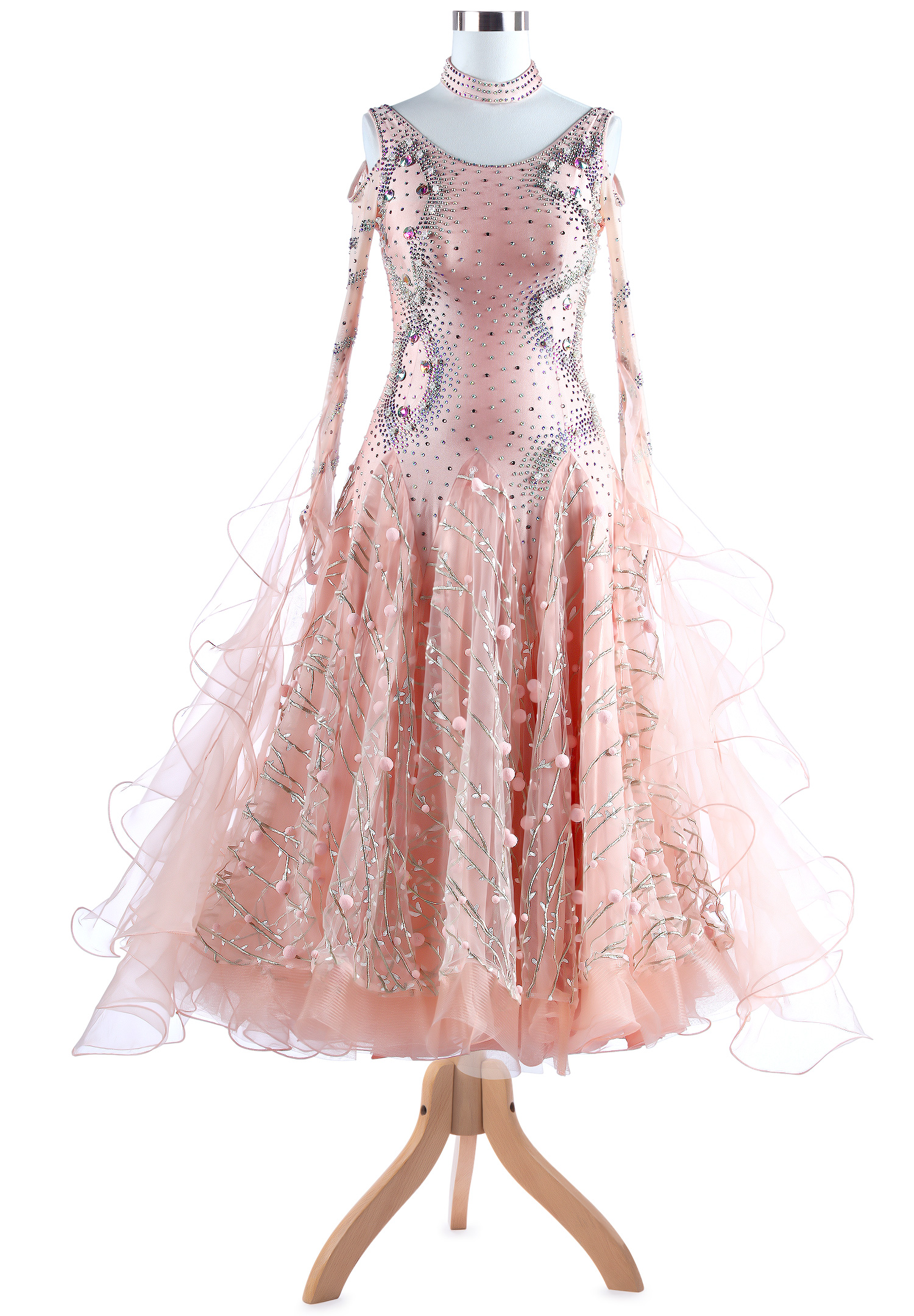 Ethereal Pompon Decorated Ballroom Dress VN-A5338