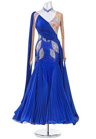 Exotic Sash Accordion Pleat Ballroom Dress MQB127