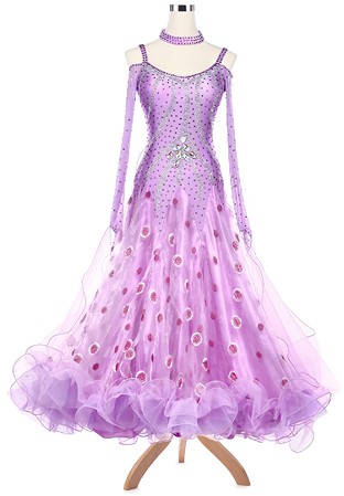 Exquisite Polka Dot Embroidered Ballroom Competition Dress A5127