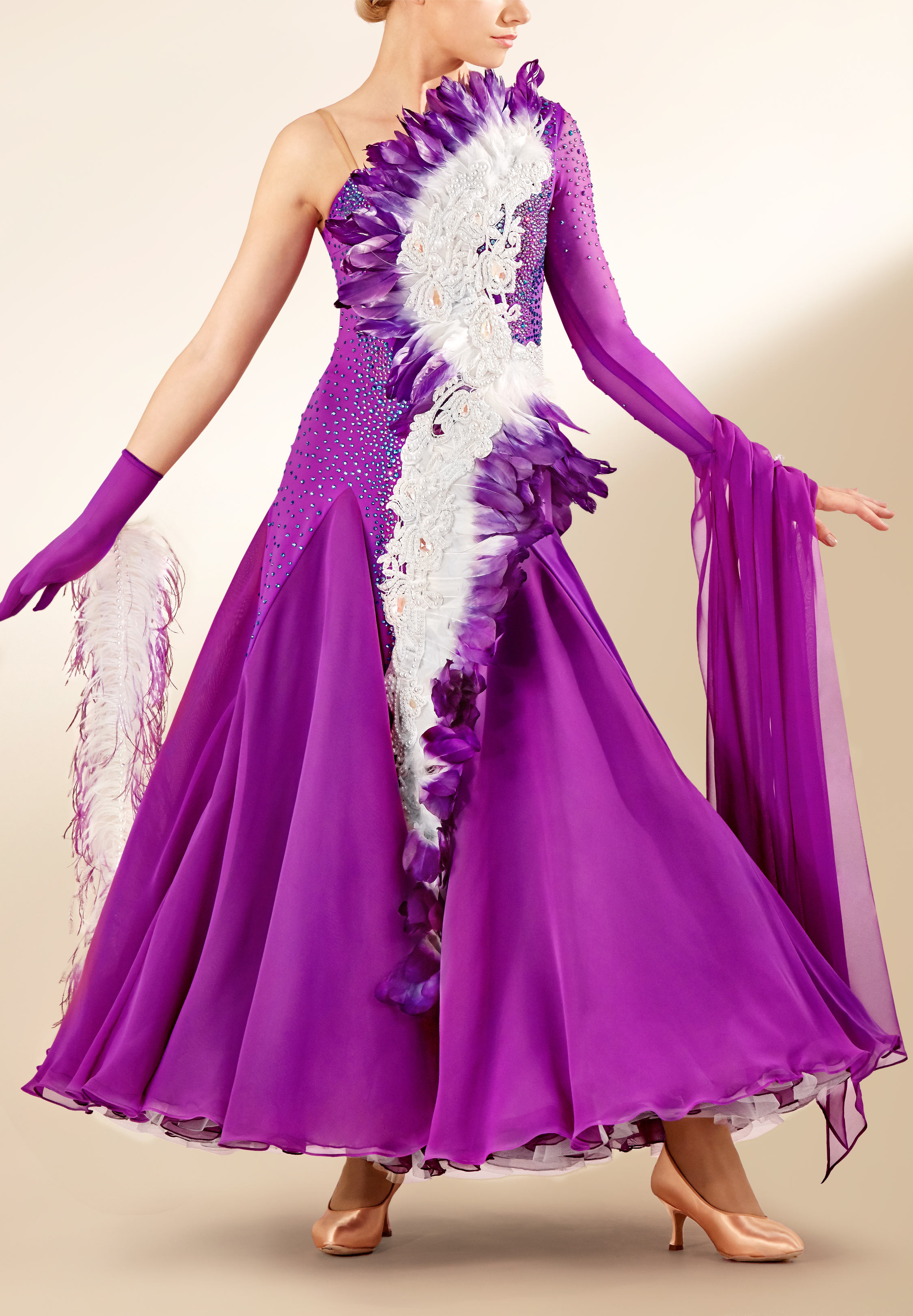 Faded Feather Ballroom Performance Costume PC-WB19089