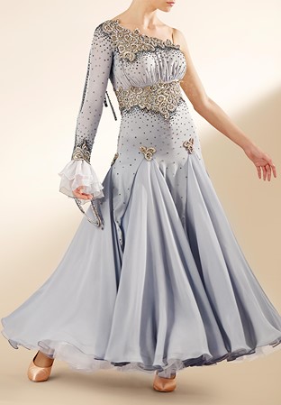 Fairy Goddess Asymmetric Ballroom Stage Gown PCWB19056