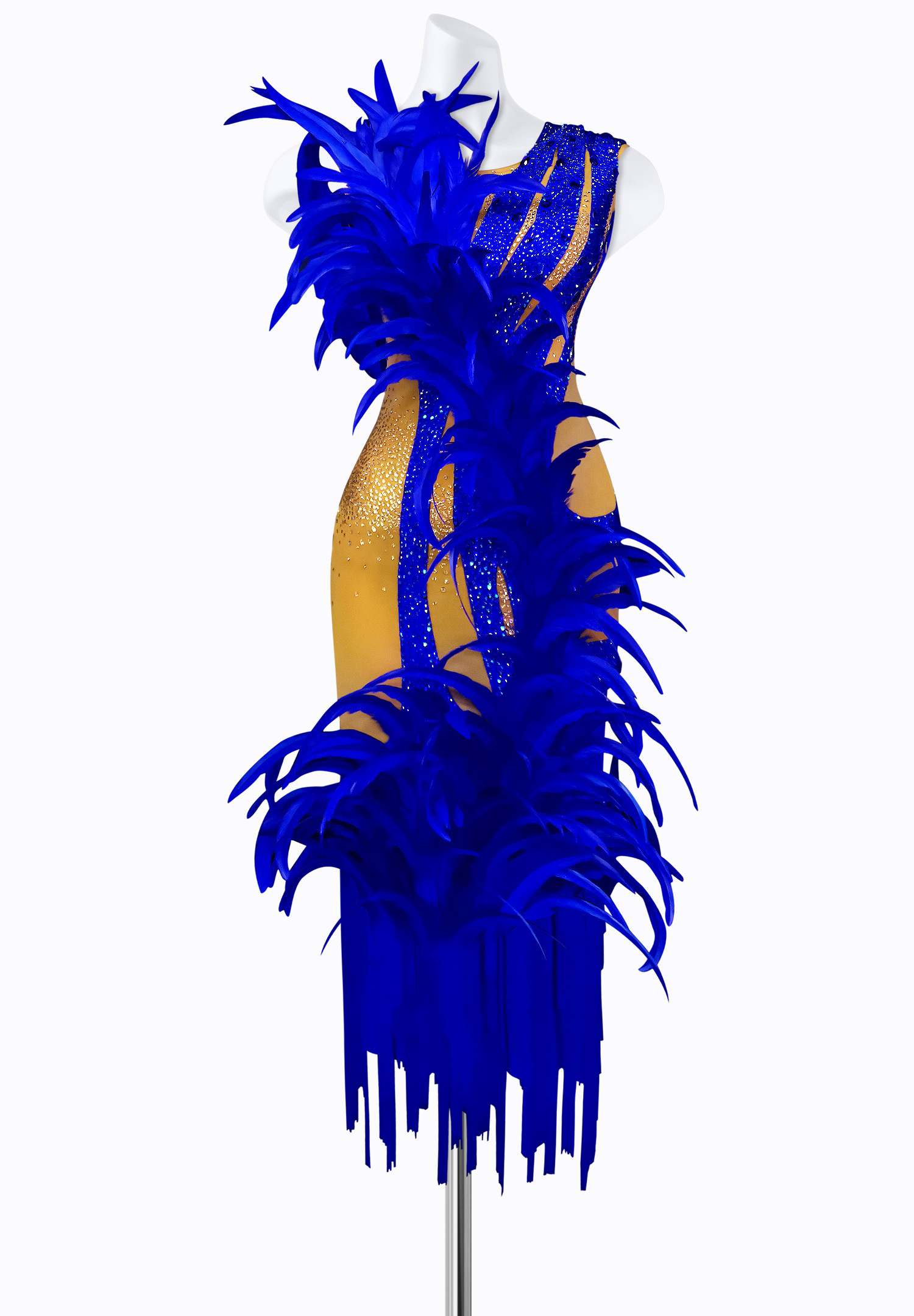 Feather Cascade Latin Dress AM-L3542