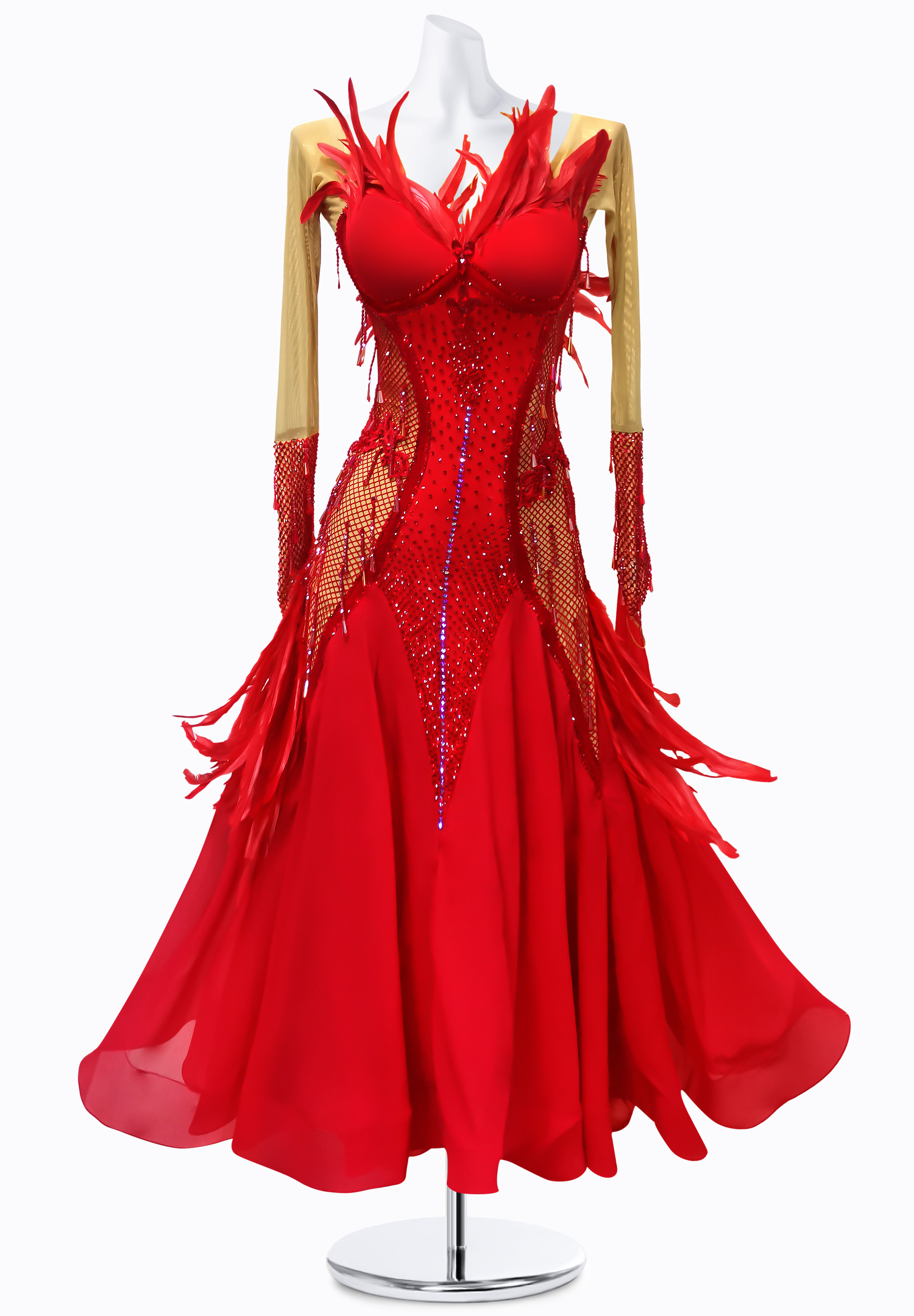 Feather Mesh Ballroom Dress AM-B3316