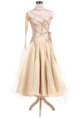Fence-like Sparkling Motif Ballroom Dance Competition Dress VN-A5251