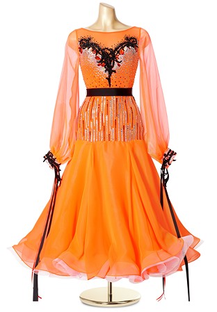 Festive Bishop Sleeve Ballroom Dance Gown PCWB19137