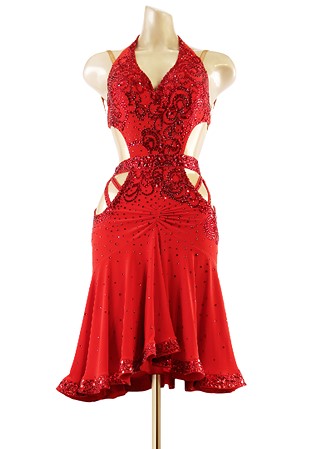 Fiery Cutout Halter Latin Rhythm Dress PC-WL18001