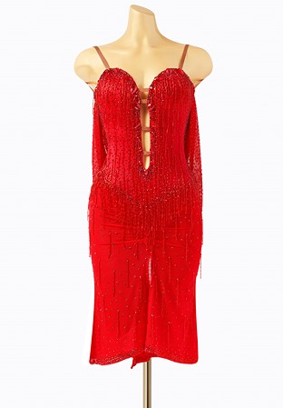 Fiery Fringe Draped Latin Competition Dress PC-WL18013