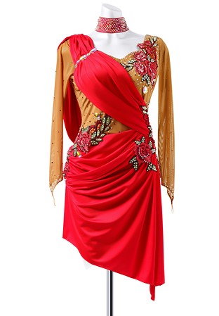 Fiery Rose Latin Dance Gown RPR22806