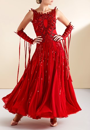 Fire Sequin Ballroom Dress BWMD-80113RD