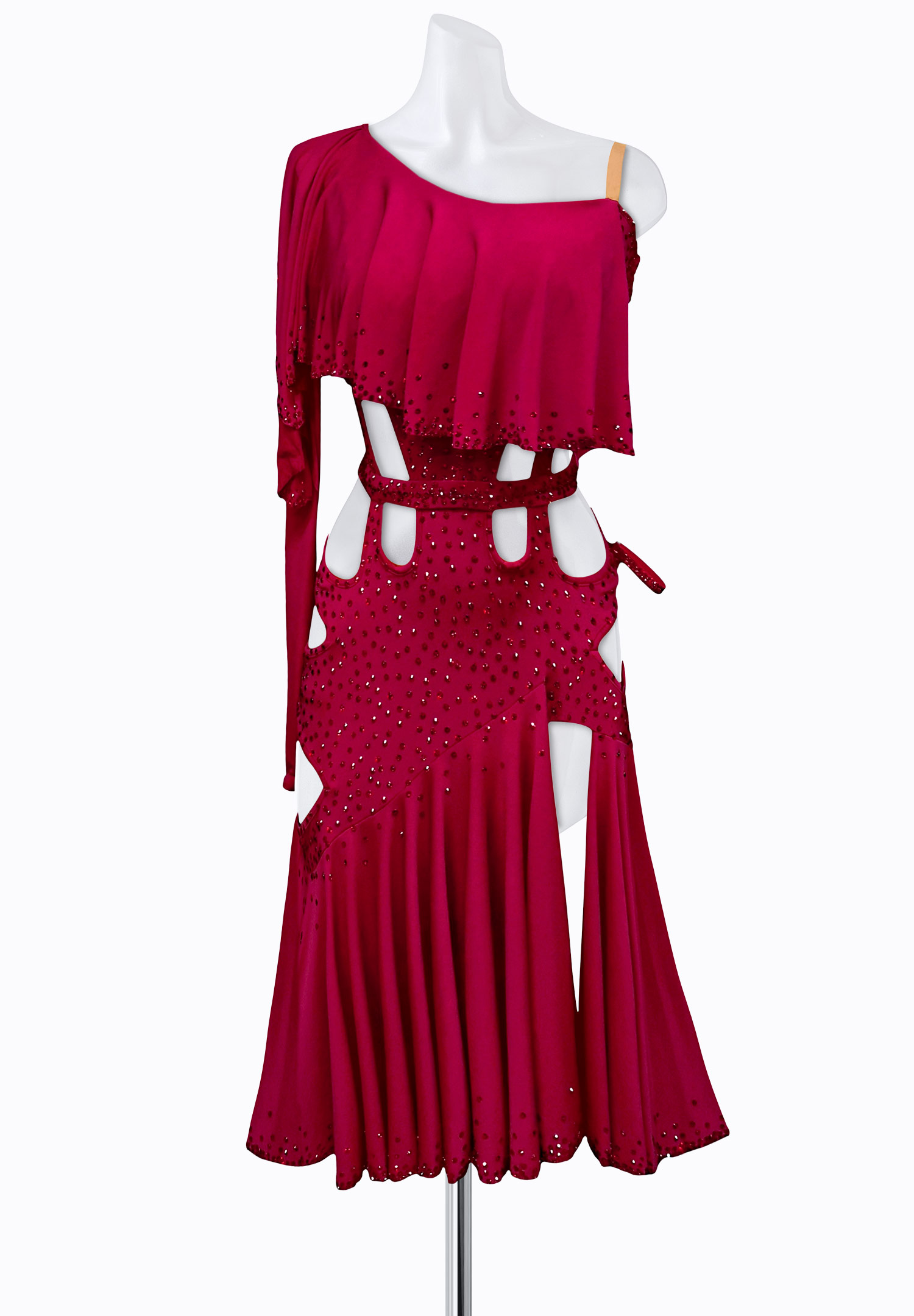 Flaming Draped Latin Dress AM-L3137