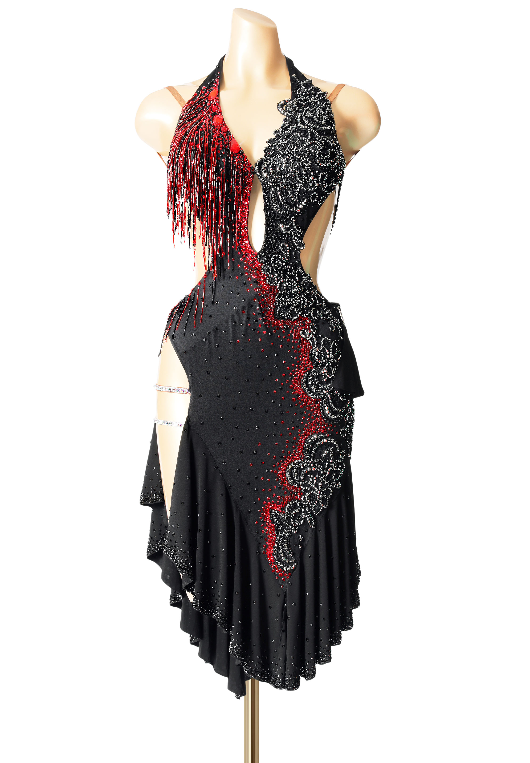 Flaming Fringe Latin Rhythm Gown PC-WL19019