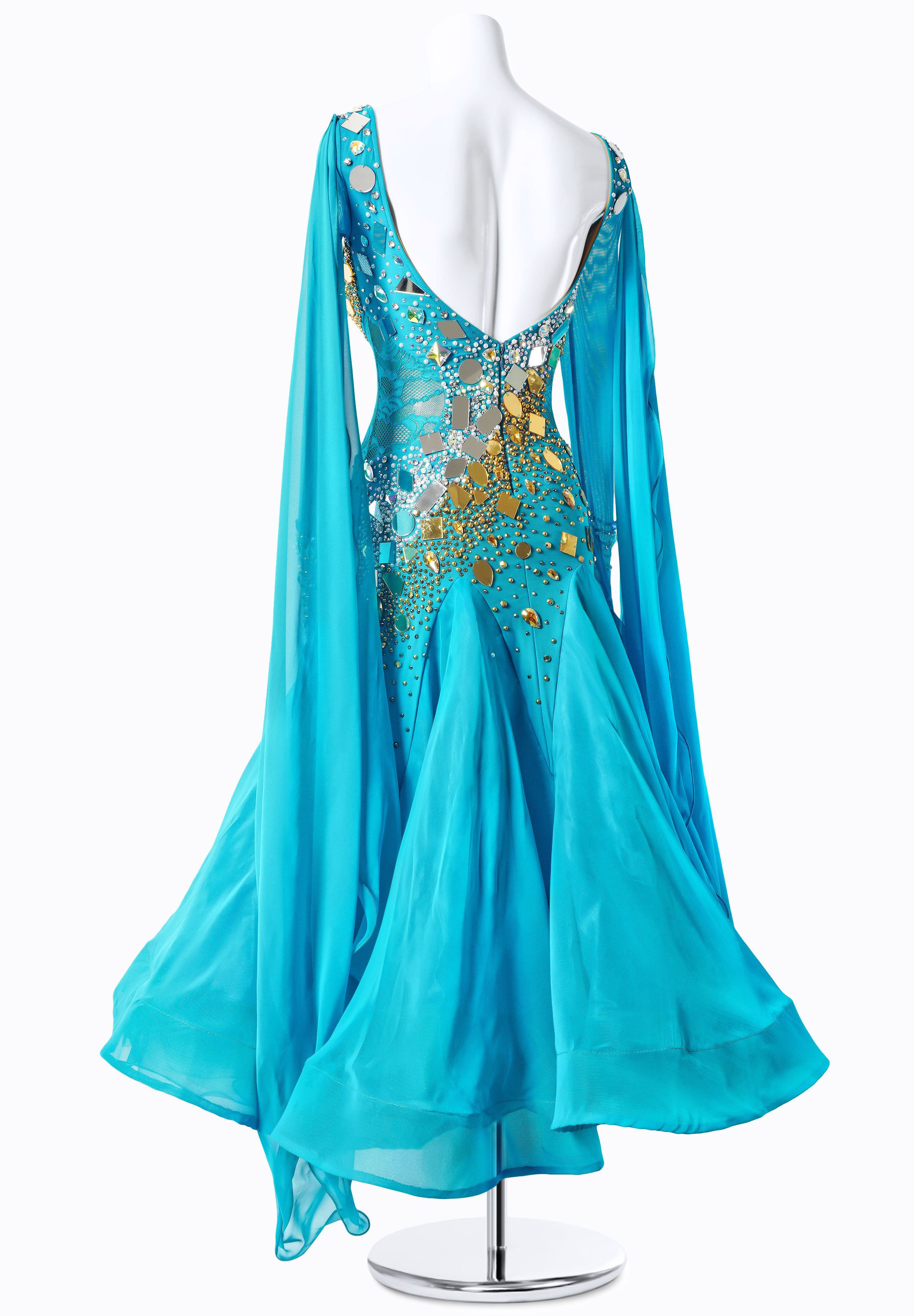 12' Various – Ballroom EP Plume Tail Studded Ballroom Dance Dress PC-WB19135