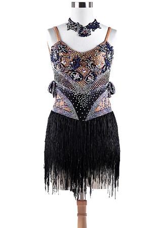Floral Geometric Shine Fringe Latin Rhythm Competition Dress L5244