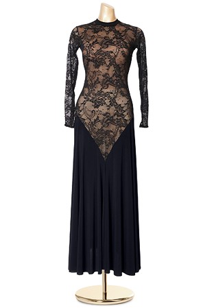 Floral Lace Bodice Studded Dance Dress PCED19052