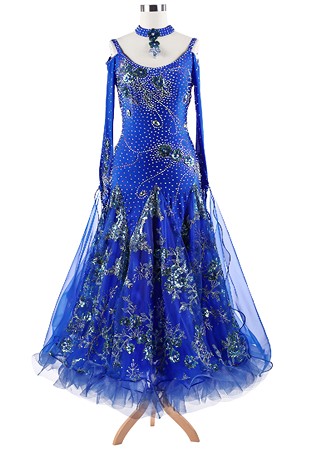 Floral Saprkle Embroidery Ballroom Dance Competition Dress VN-A5263