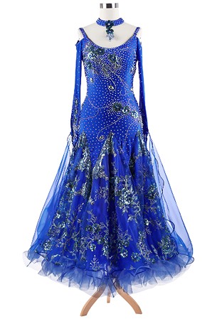 Floral Saprkle Embroidery Ballroom Dance Competition Dress A5263