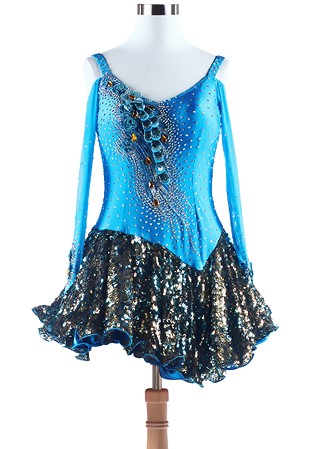 Floral and Feathers Latin Dance Gown L5285