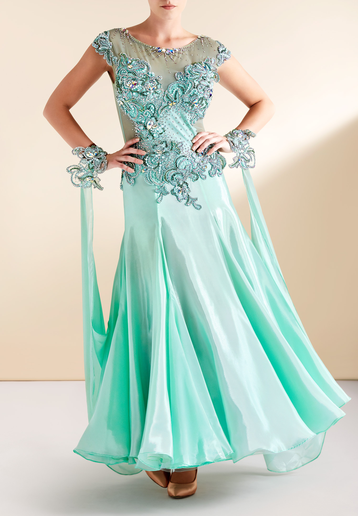 Flowery Embroidery Ballroom Dress PC-BWLDR-024