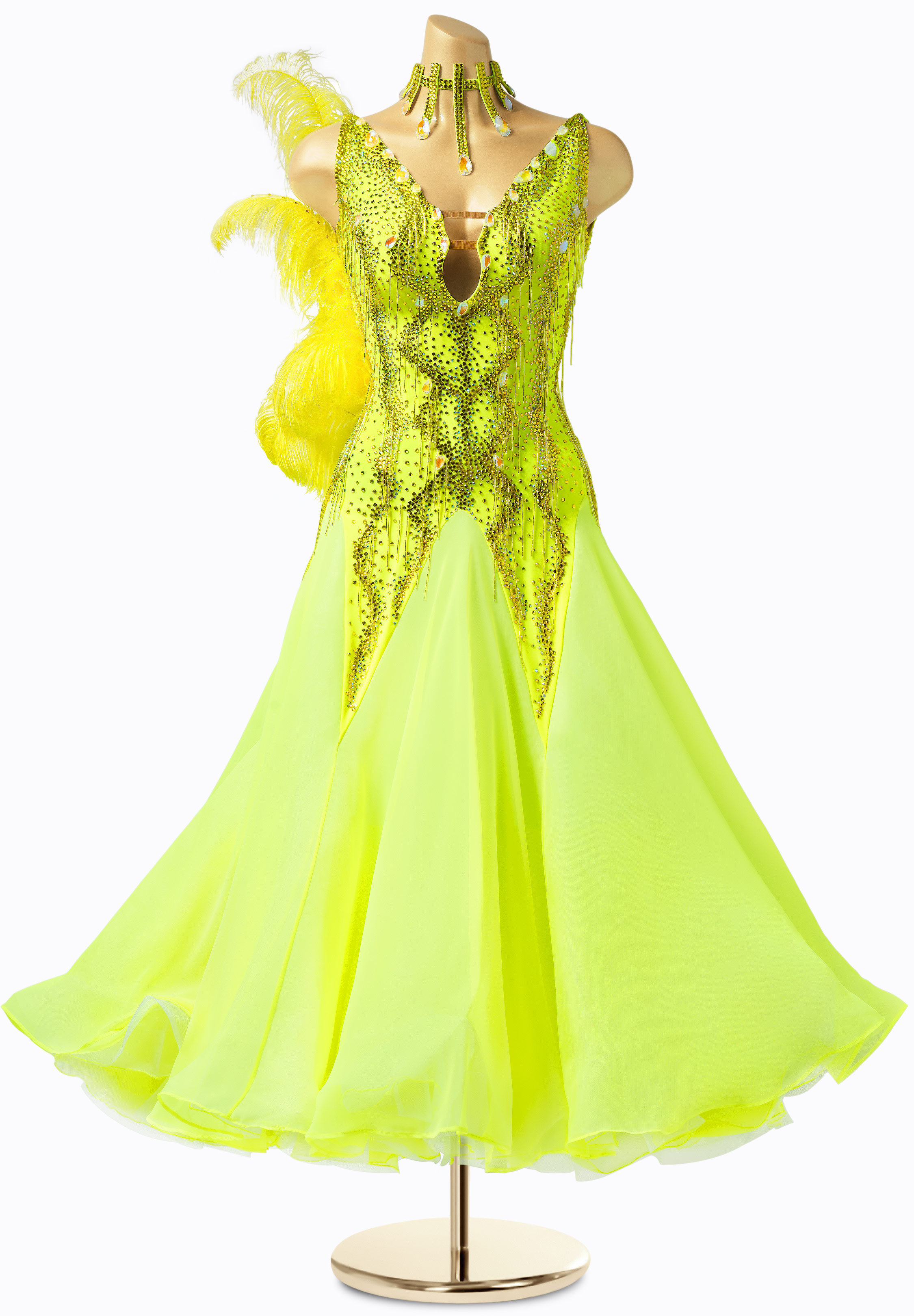 Fluorescent Feather Ballroom Gown PC-WB202209