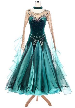 Forest Elf Queen Elegant Ballroom Dance Competition Dress A5138