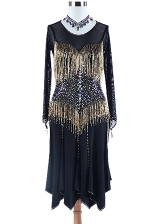Fringed Sweetheart Handkerchief Hem Latin Rhythm Dress VN-L5264