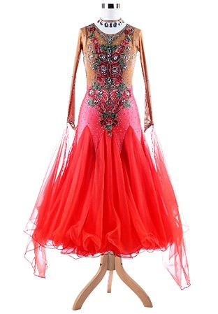 Full Length Crystal Rose Ballroom Dress A5349