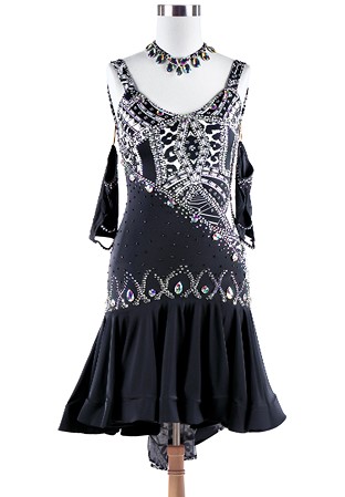 Geometric Sparkle Fishtail Latin Competition Dance Dress VN-L5243