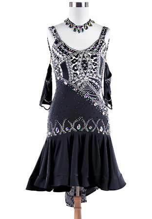 Geometric Sparkle Fishtail Latin Competition Dance Dress L5243