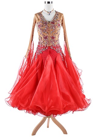 Glittering Floral Cluster Ballroom Dance Competition Dress A5278