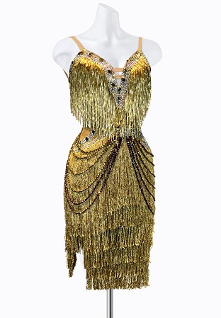 Golden Fringe Latin Dress PR-L225007