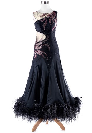 Gorgeous Feather-Edge Swirling Sparkle Ballroom Dress VN-A5276