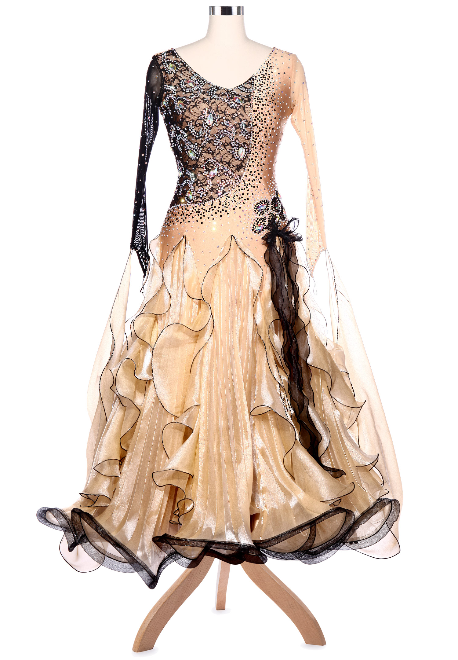 Gorgeous Swirling Motif Floral Lace Ballroom Competition Dress VN-A5198