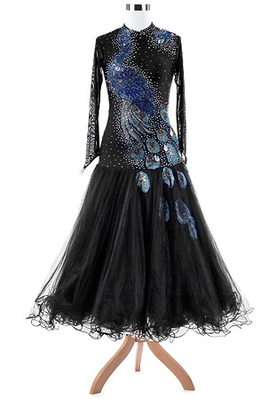 Graceful Peacock Embroidery Ballroom Competition Dress VN-A5308