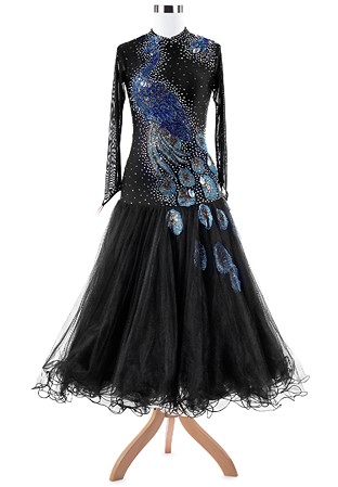 Graceful Peacock Embroidery Ballroom Competition Dress A5308