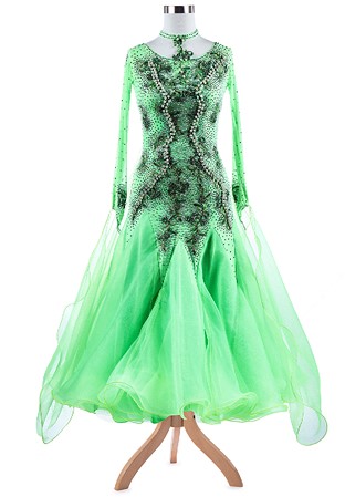 Grassy Twisted Pearls Ballroom Dance Competition Dress A5292