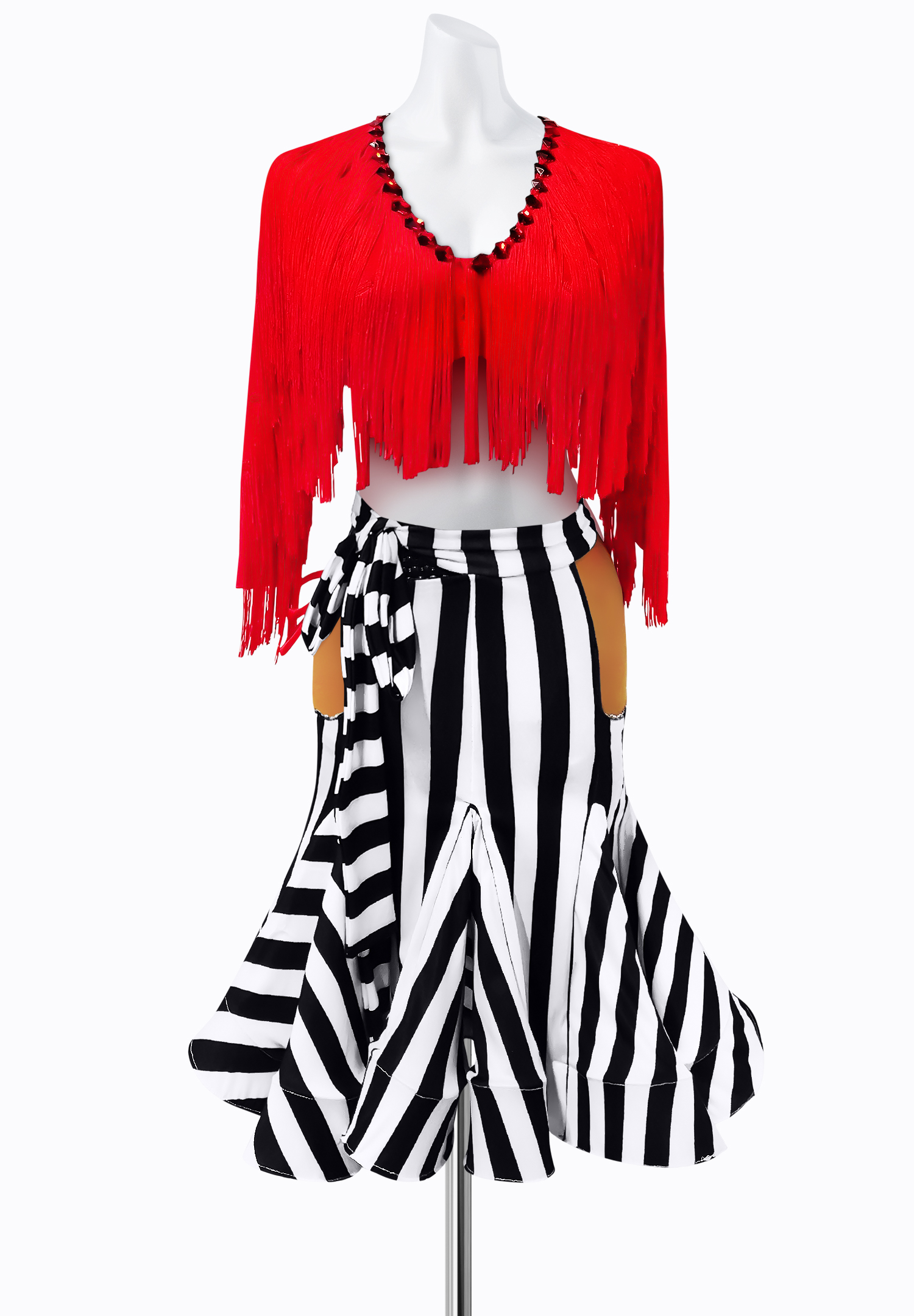 Illusion Fringe Latin Dress AM-L3344