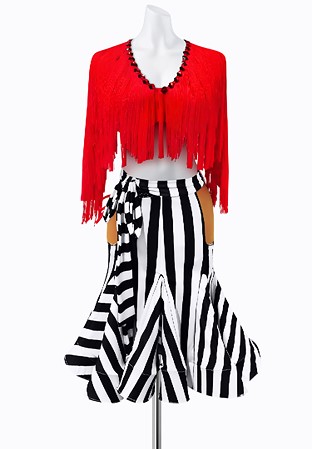 Illusion Fringe Latin Dress AM-L3344