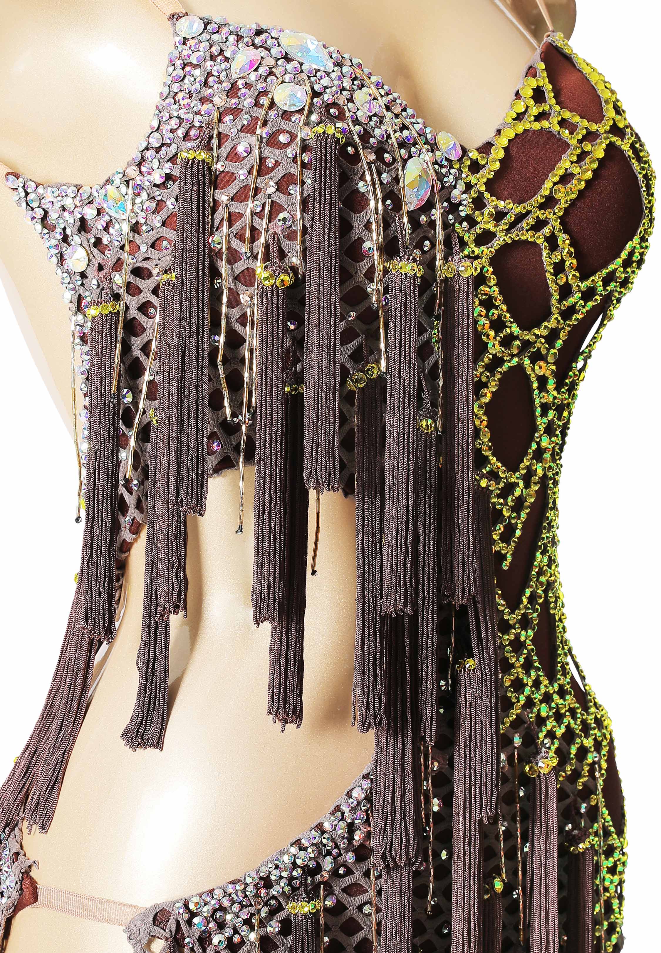 Interweave Crystal Tassel Latin Dress PCWL19020 Latin Rhythm