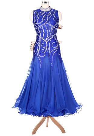 Intricate Swirling Sparkle Ballroom Smooth Competition Dress A5207