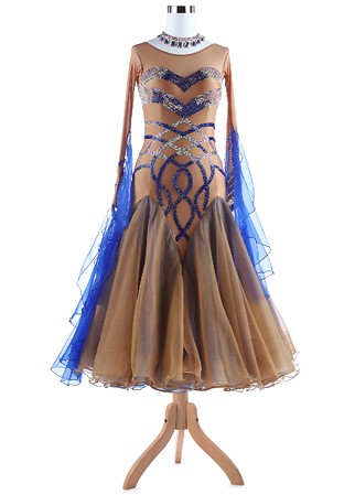 Intricate Wavy Saprkle Ballroom Dance Competition Dress A5329