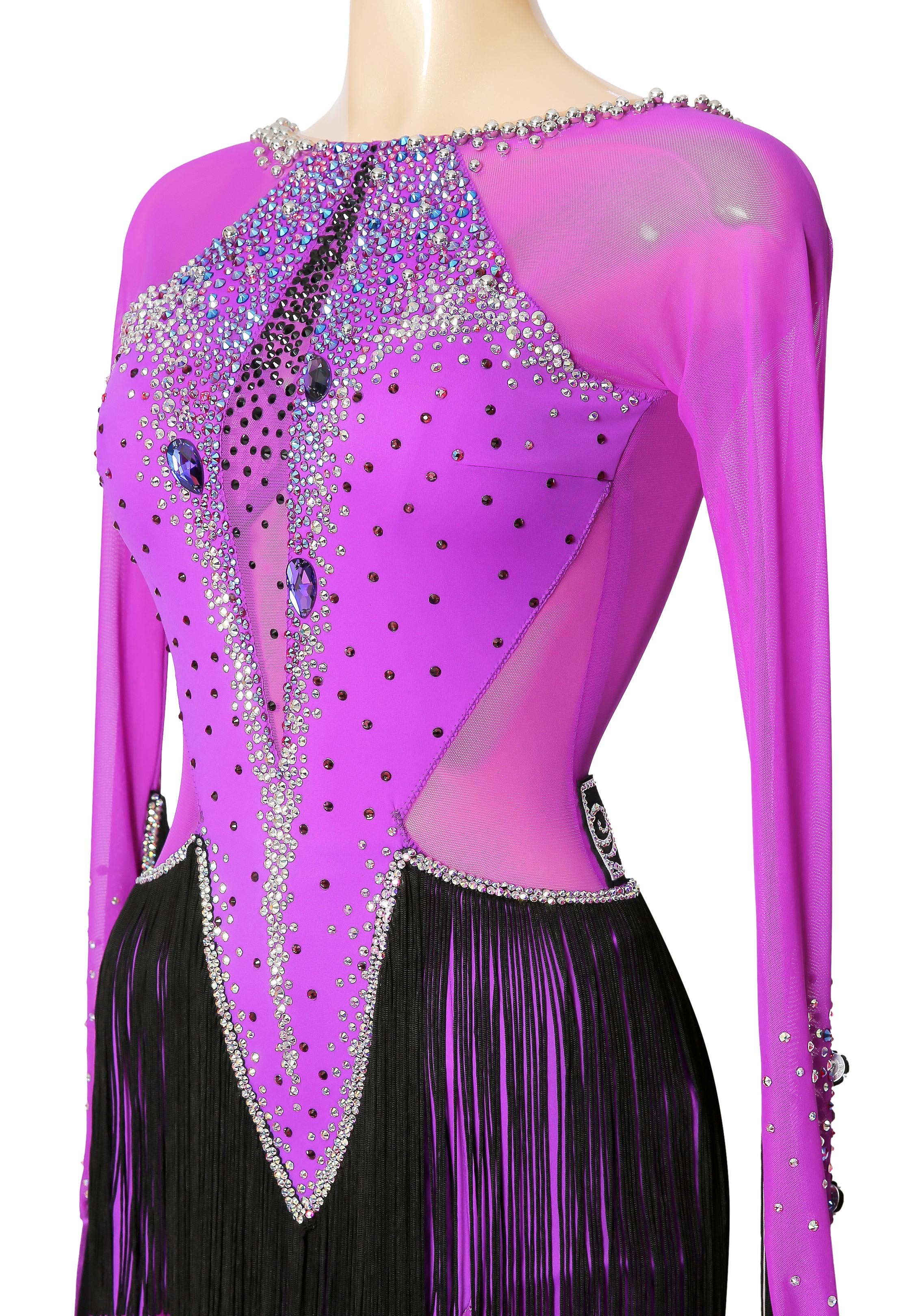 Jeweled Fringe Ballroom Dance Dress PC-WB19075
