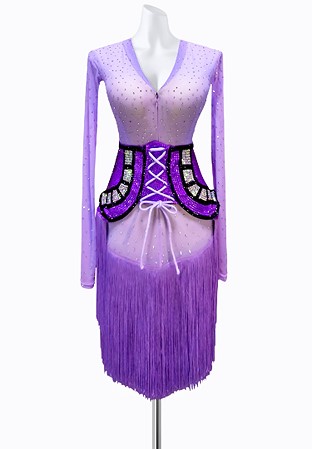 Lace Up Crystal Latin Dress AM-L3301