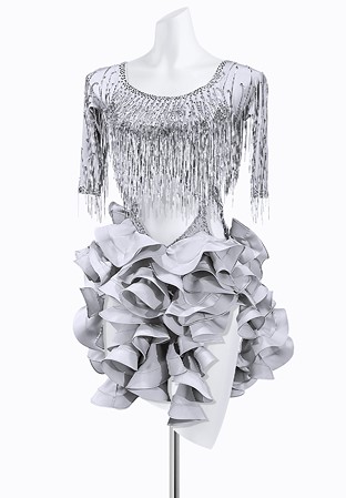 Metallic Ruffle Latin Dress PR-L240012
