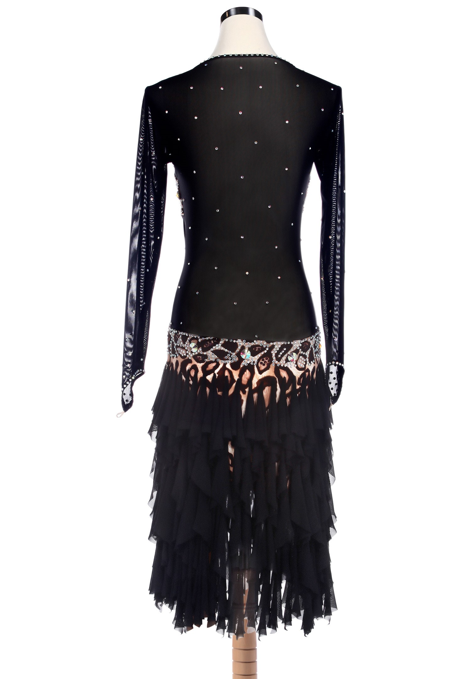 Leopard Split Frill Sheer Back Latin Dance Competition Dress L5221 ...