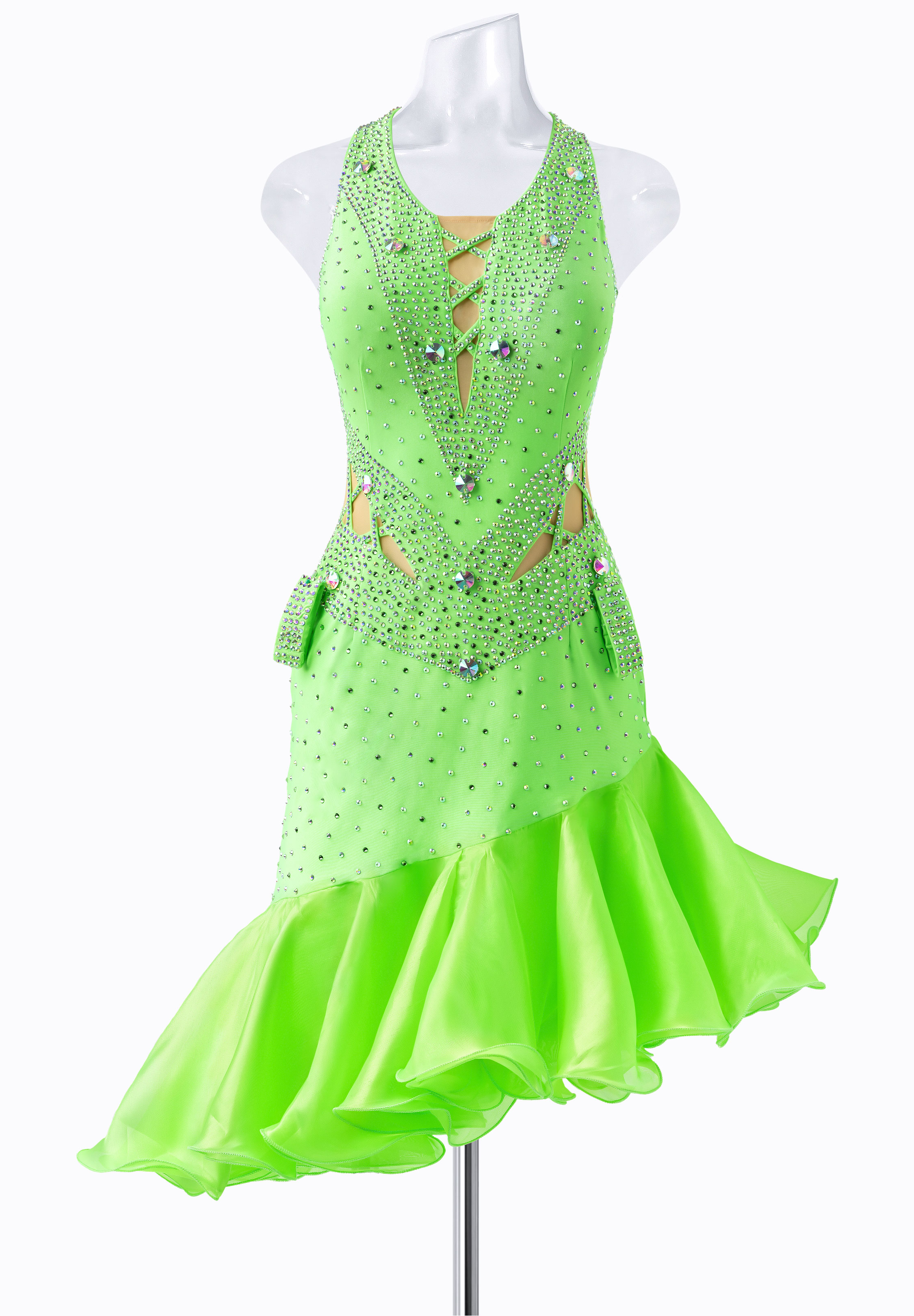 Lovely Lace Asymmetric Cut Latin Dress MQ-L215