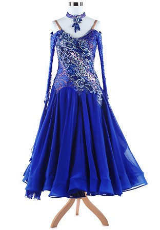 Luxury Floral Embroidery Ballroom Dance Competition Dress A5327 